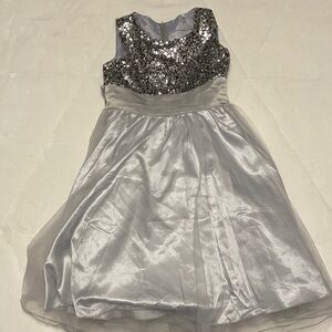 Elegant Silver Sequin Kids Dress